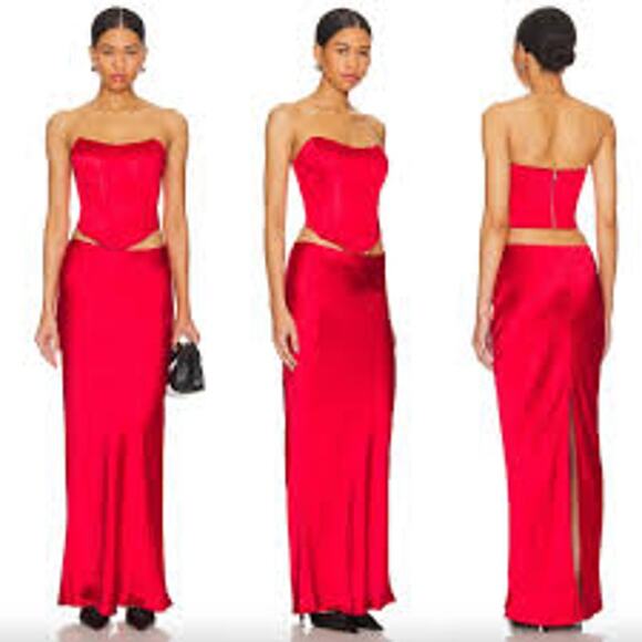 SUPERDOWN Calla Satin Maxi Skirt HOLIDAY CHRISTMAS PARTY NWT Red Size XS Long - Picture 3 of 8